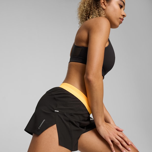 RUN ULTRAWEAVE VELOCITY Women's 3" Running Shorts, PUMA Black-Sun Stream, extralarge-IND